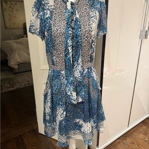 Diane Von Furstenberg Blue and White Mini Dress
